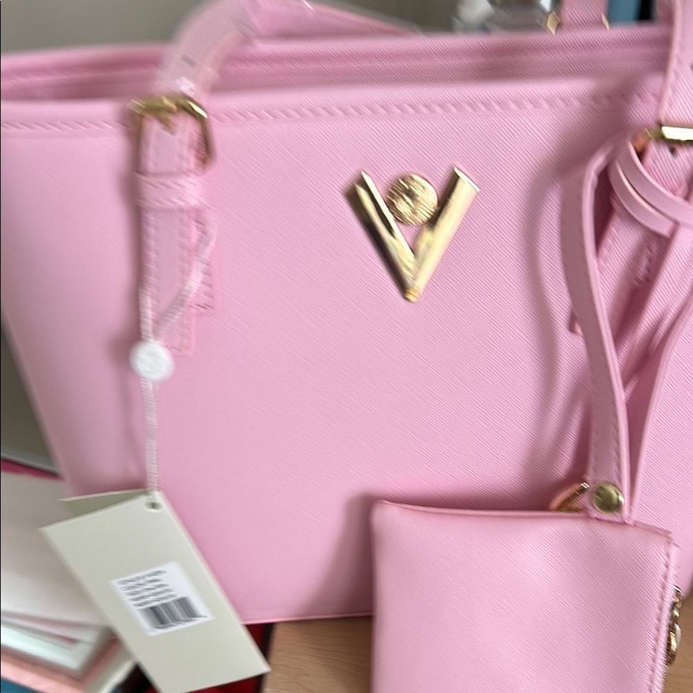 Valentino Orlandi Pink and Gold Tote Bag with Structured Design-NWT - Picture 1 of 6